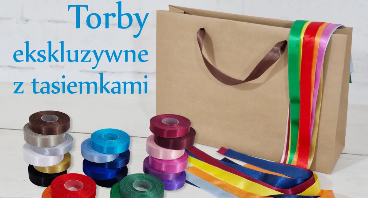 Materiał zewnętrzny, Torby papierowe tasiemką sposob wyróżnienie konkurencji - zdjęcie, fotografia