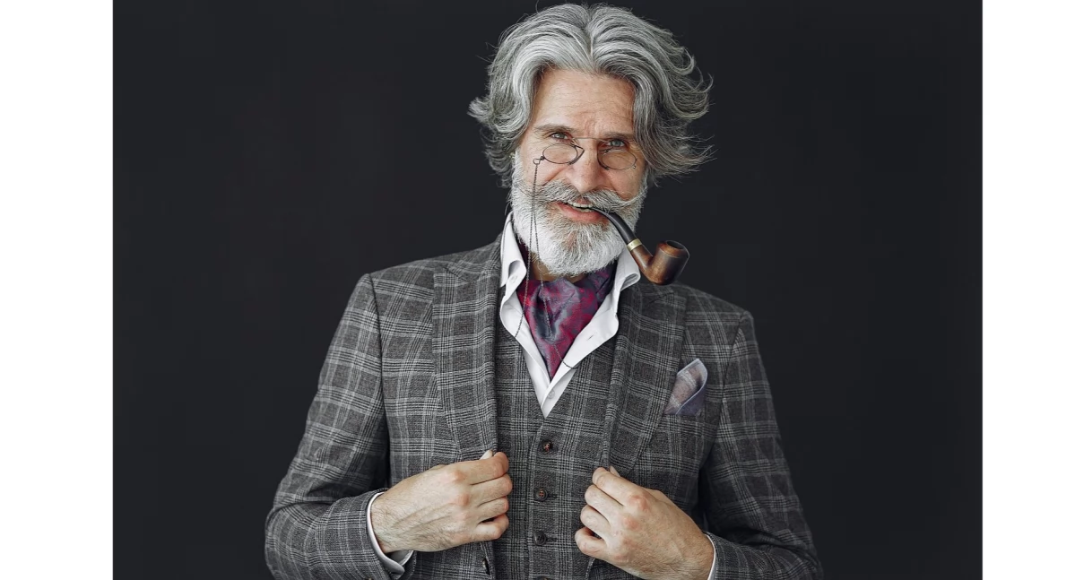 Materiał zewnętrzny, Garnitur szyty miarę elegancja komfort dojrzałego mężczyzny - zdjęcie, fotografia