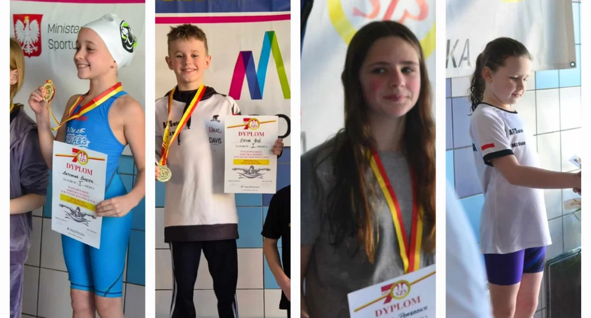 Sport szkolny, Złote medale Antoniny Świętek Eryka Rysia Suchej Beskidzkiej - zdjęcie, fotografia