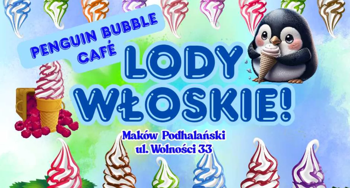 Materiał zewnętrzny, włoskie różnych smakach Penguin Bubble Café Makowie Podhalańskim - zdjęcie, fotografia