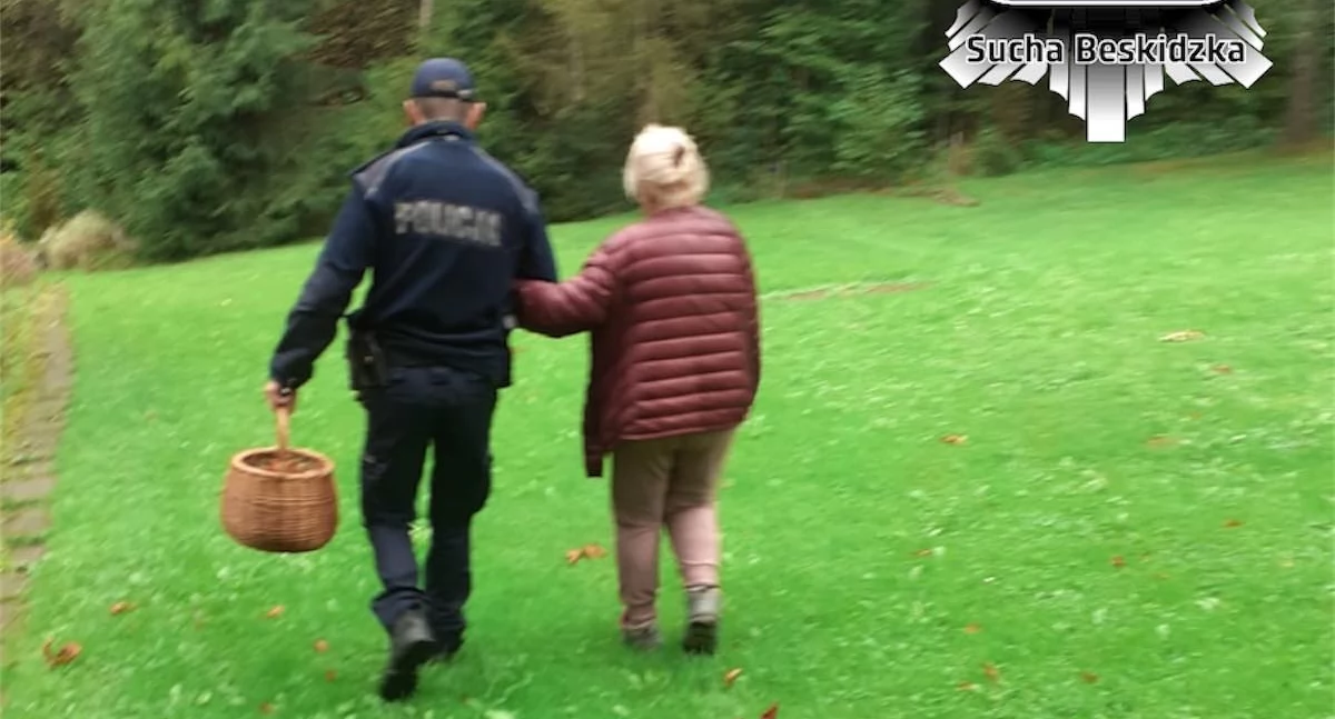 Miejscowe zagrożenie, Policjanci Jordanowa odnaleźli letnią grzybiarkę Łętowni - zdjęcie, fotografia