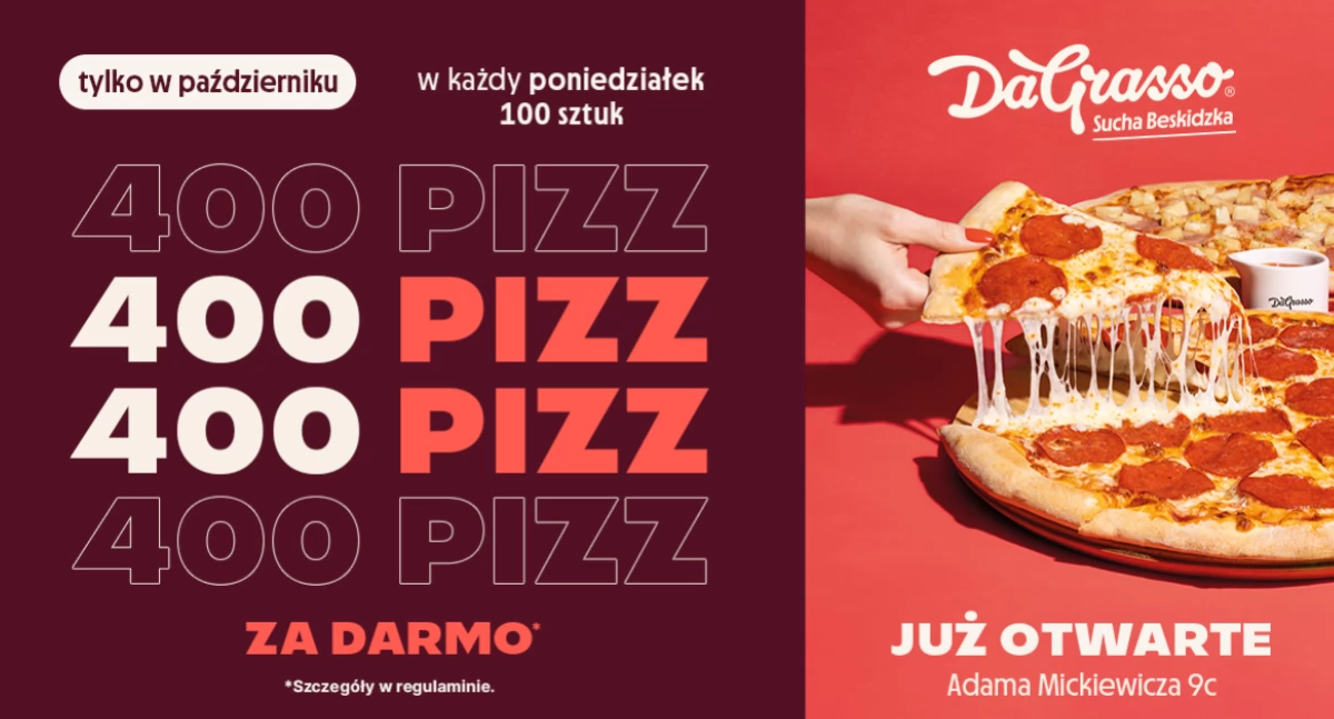 Materiał zewnętrzny, Przyjdź Grasso odbierz darmową pizzę - zdjęcie, fotografia