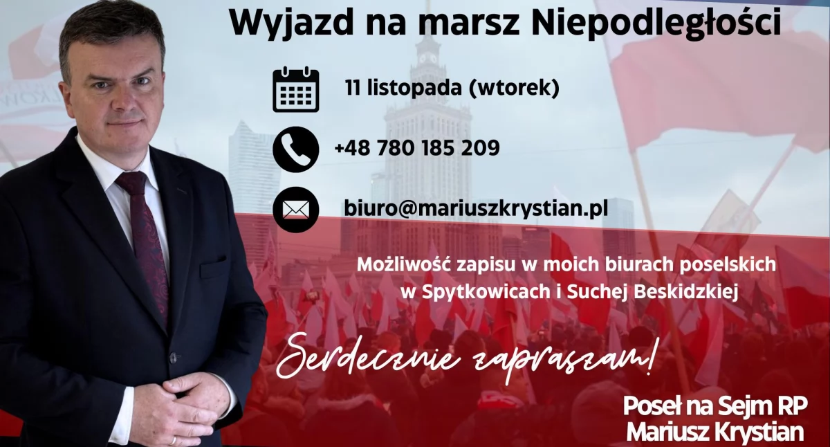 Z kraju, Wyjazd Marsz Niepodległości posłem Mariuszem Krystianem - zdjęcie, fotografia
