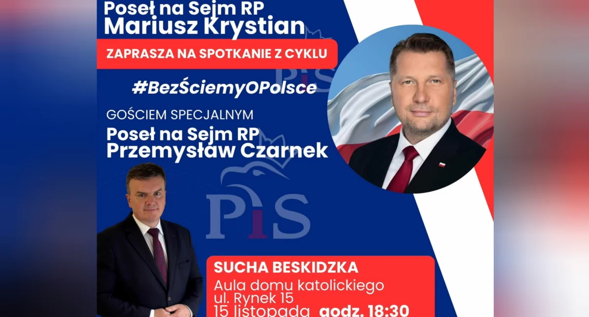 Polityka, Spotkanie posłem Przemysławem Czarnkiem Suchej Beskidzkiej - zdjęcie, fotografia