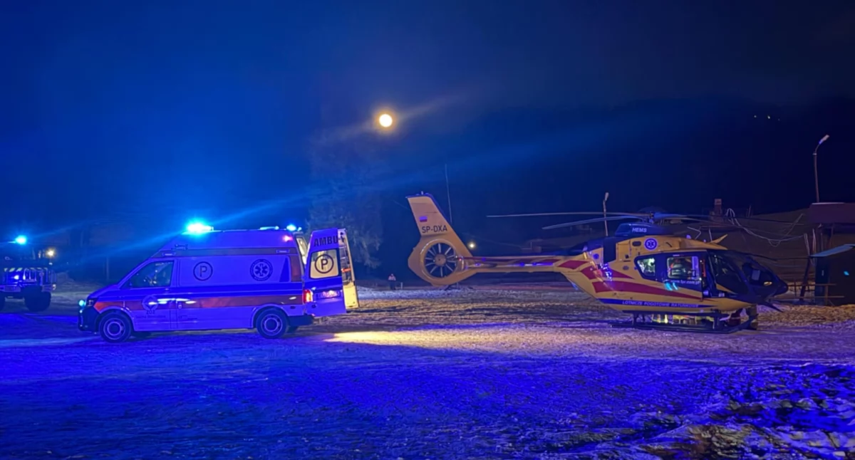 Miejscowe zagrożenie, Wypadek stoku narciarskim Poszkodowane dziecko - zdjęcie, fotografia