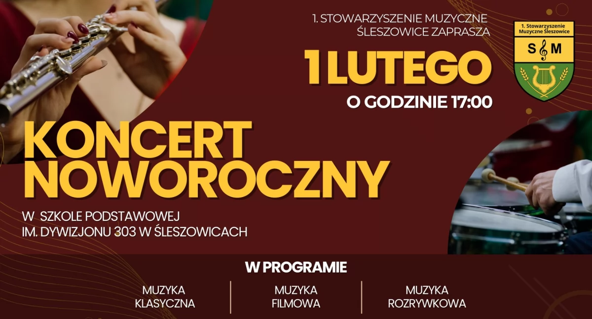 Koncerty – Muzyka , Zaproszenie Koncert Noworoczny Śleszowicach - zdjęcie, fotografia