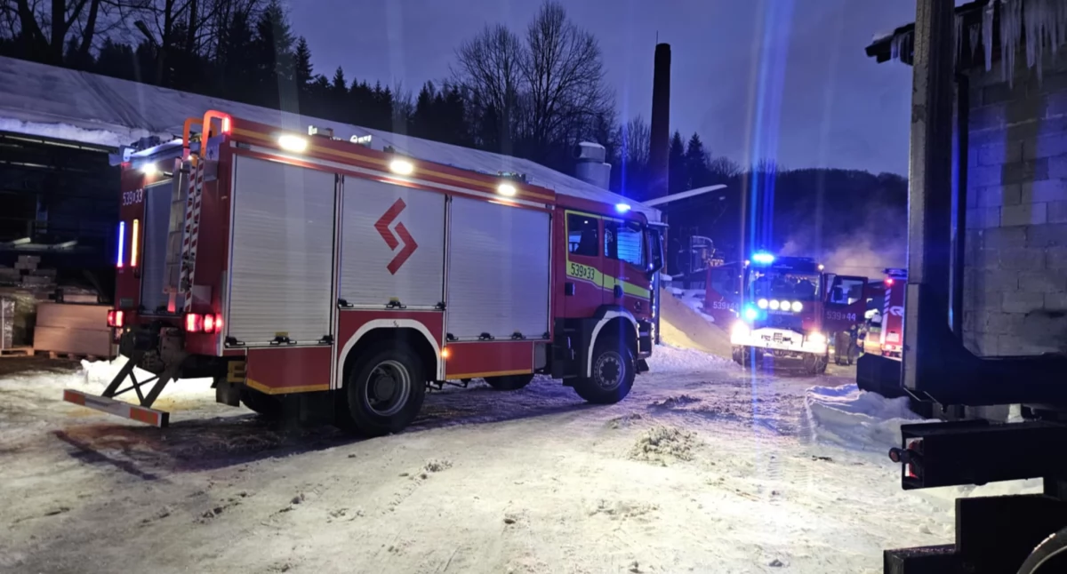 Pożary , Pożar zakładzie drzewnym Zawoi - zdjęcie, fotografia