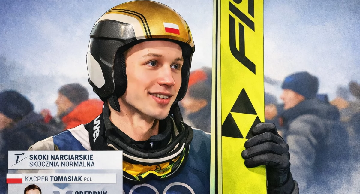 Sporty zimowe , Grzegorz Guzik kombinezon siła odbicia sprzyjały Kacprowi Tomasiakowi - zdjęcie, fotografia