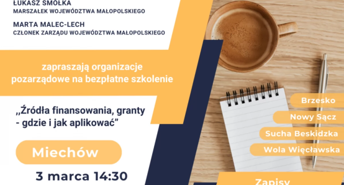 Informacje urzędowe, Bezpłatne szkolenia Małopolsce Granty finanse lupą - zdjęcie, fotografia