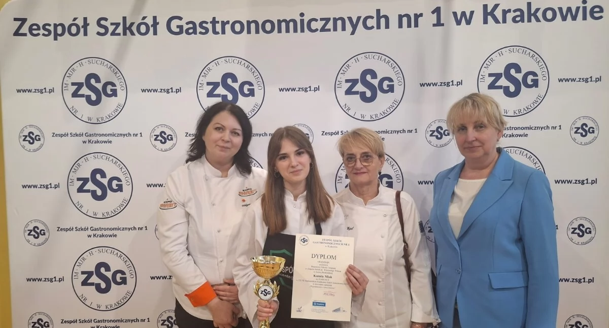 Ze szkolnej ławy, Słodki sukces uczennicy Suchej Beskidzkiej miejsce Małopolskim Konkursie Szkół Gastronomicznych - zdjęcie, fotografia