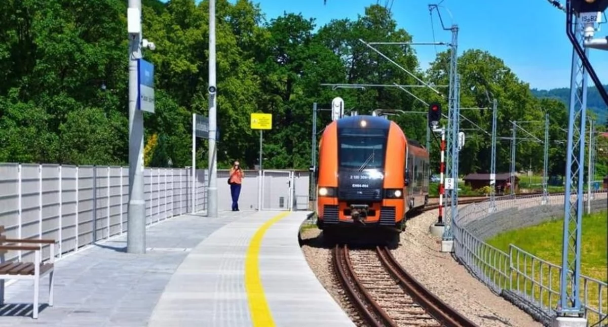 Drogi i Transport, Pociągiem Krakowa Zakopanego nadal przez Suchą Beskidzką - zdjęcie, fotografia