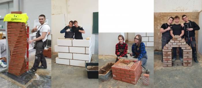 Foto. Biblioteka Szkolna.   Zdjęcia prac uczniów, wykonanych na Festiwalu Nauki w Krakowie i w Pracowniach Budowlanych w Zespole Szkół im. W. Goetla w Suchej Beskidzkiej.