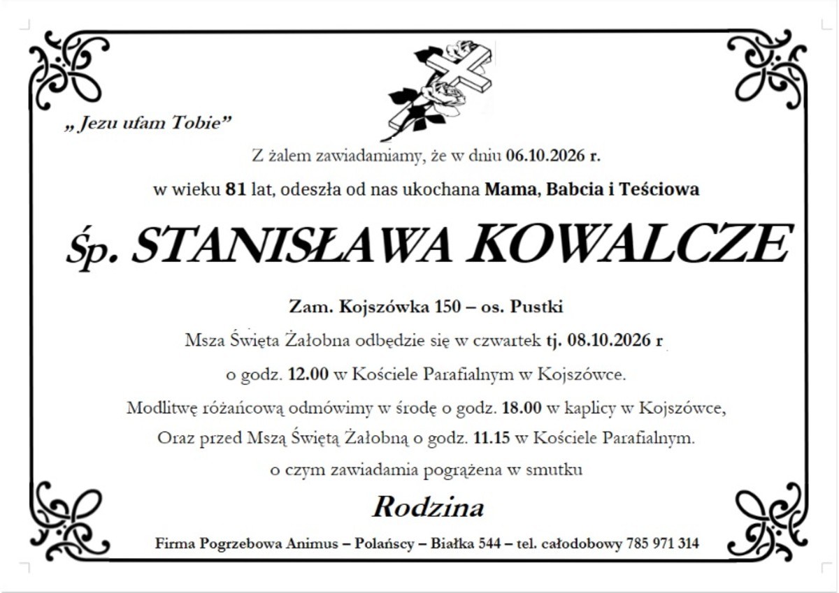 STANISŁAWA KOWALCZE