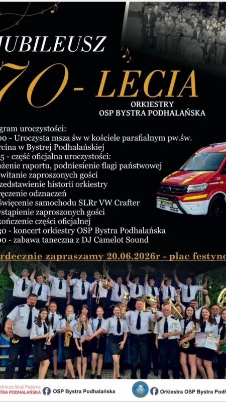 Orkiestra OSP Bystra Podhalańska świętuje 70-lecie.