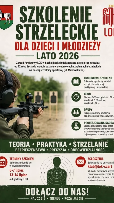 Wakacyjne szkolenie strzeleckie dla dzieci i młodzieży w Suchej Beskidzkiej