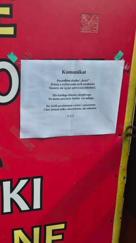 Poszedł „zbadać kości” i zostawił taką kartkę. Pan Piotr znów rozbawił Suchą Beskidzką