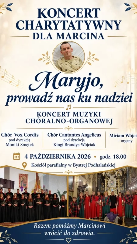 Muzyka, która niesie nadzieję. W Bystrej Podhalańskiej zagrają dla Marcina