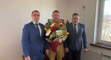Samorządowcy z Jordanowa z wizytą u nowego Komendanta Powiatowego PSP w Myślenicach