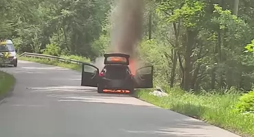 Pożar samochodu w Zawoi