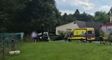 Samochód dostawczy uderzył w drzewo